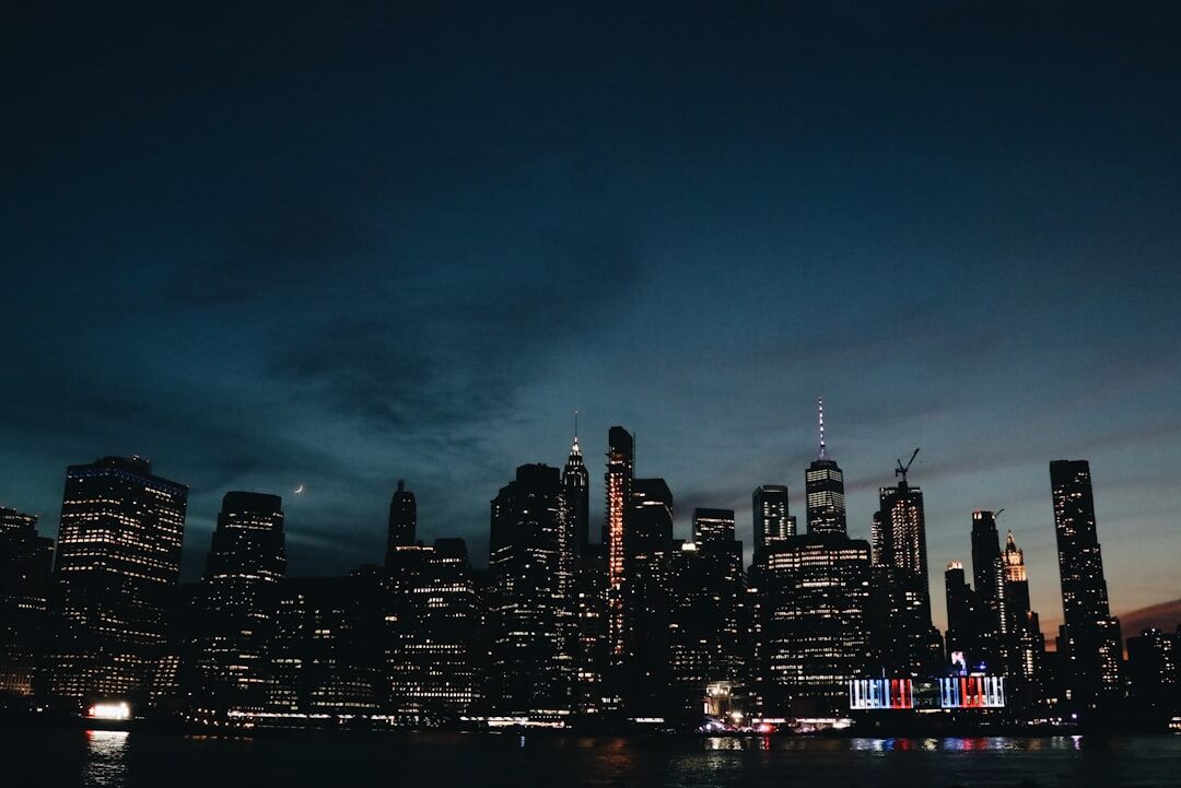 city skyline at dusk